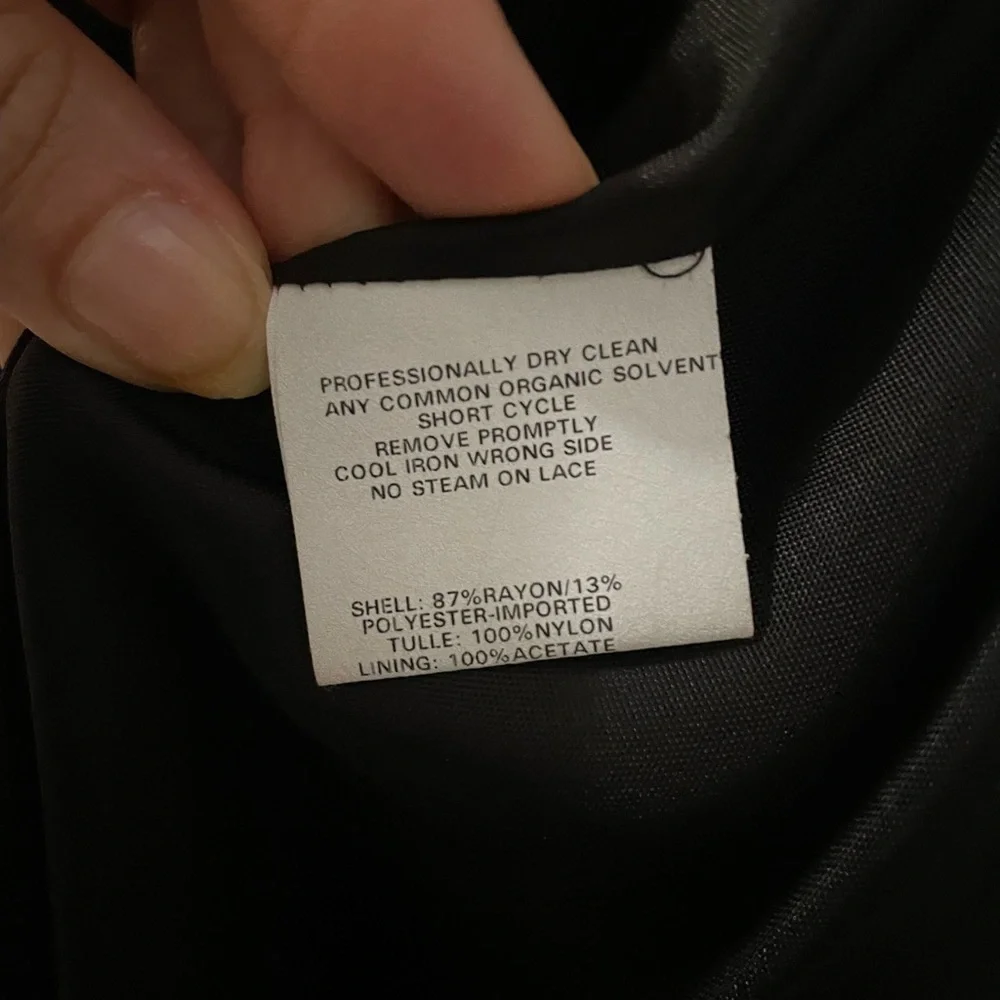 VTG Jessica McClintock Gunne Sax Black Satin Evening Gown Dotted Tulle Ruffle 5 - Picture 8 of 13